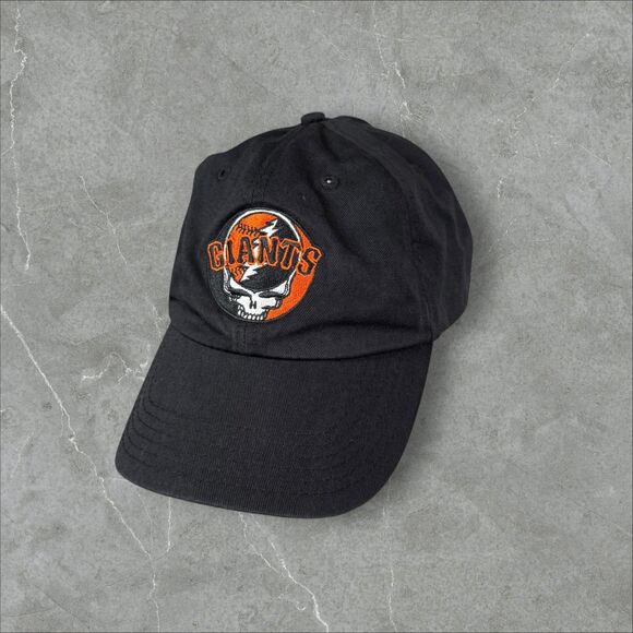 Rare Grateful Dead x SF Giants Strap Back Black & Orange Stealie Logo Ball Cap - Picture 2 of 7